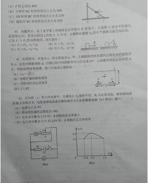 2016年上海市第30届大同杯物理竞赛初赛试题及答案解析